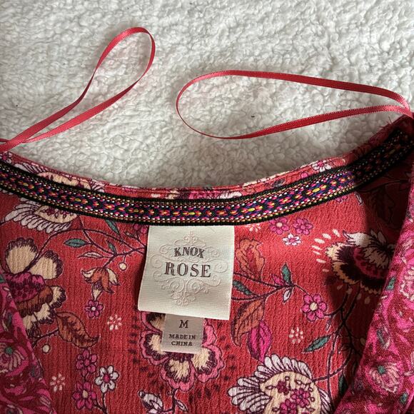 Knox Rose Dress M pinks cream floral midi boho coquette whimsical milkmaid - Picture 6 of 7